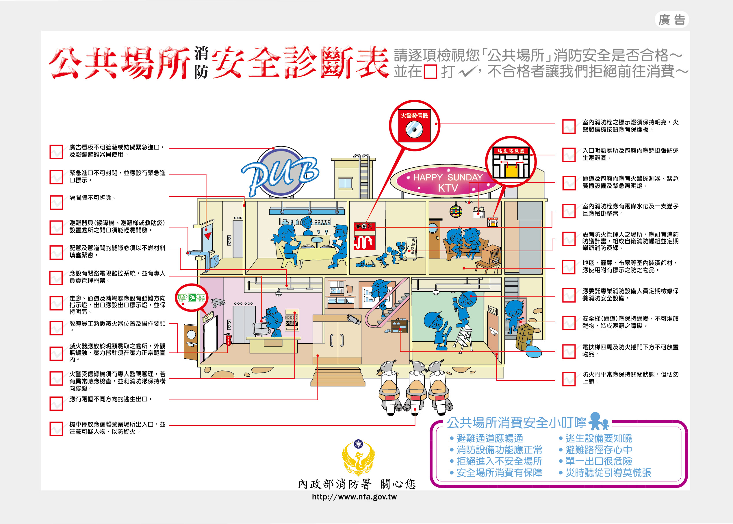 臺北市政府113年10月份防災宣導圖片2.-公共場所消防安全診斷表