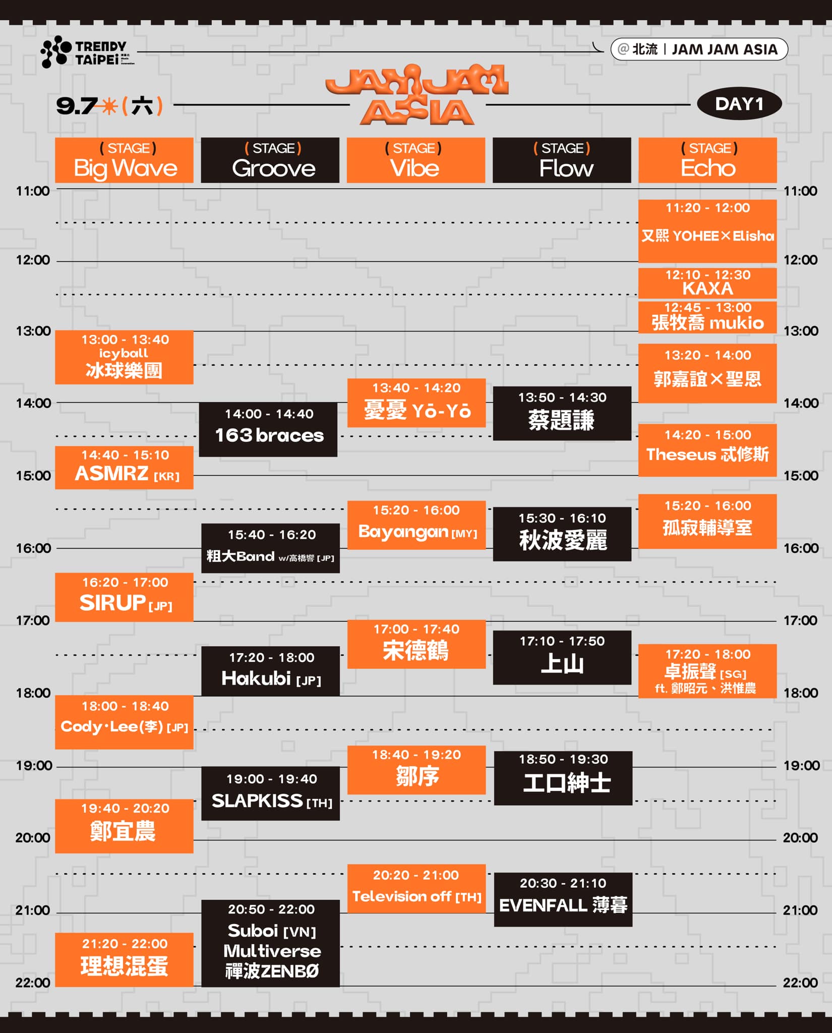 JAM JAM ASIA 0907節目表